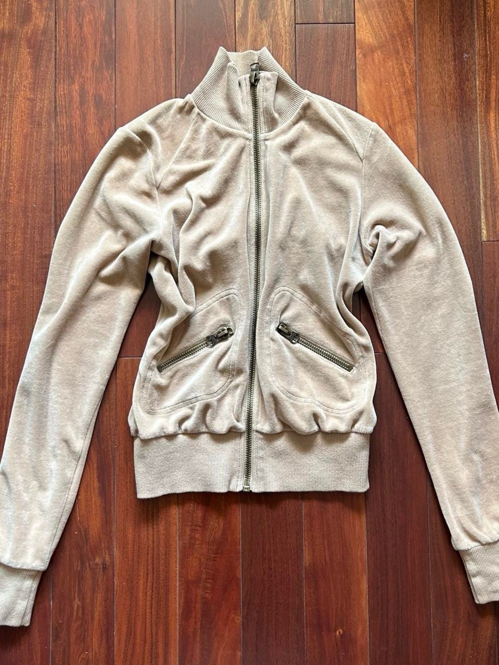 Vintage Y2K Tan Velour Zip-Up Jacket 🤎 - Picture 4 of 7